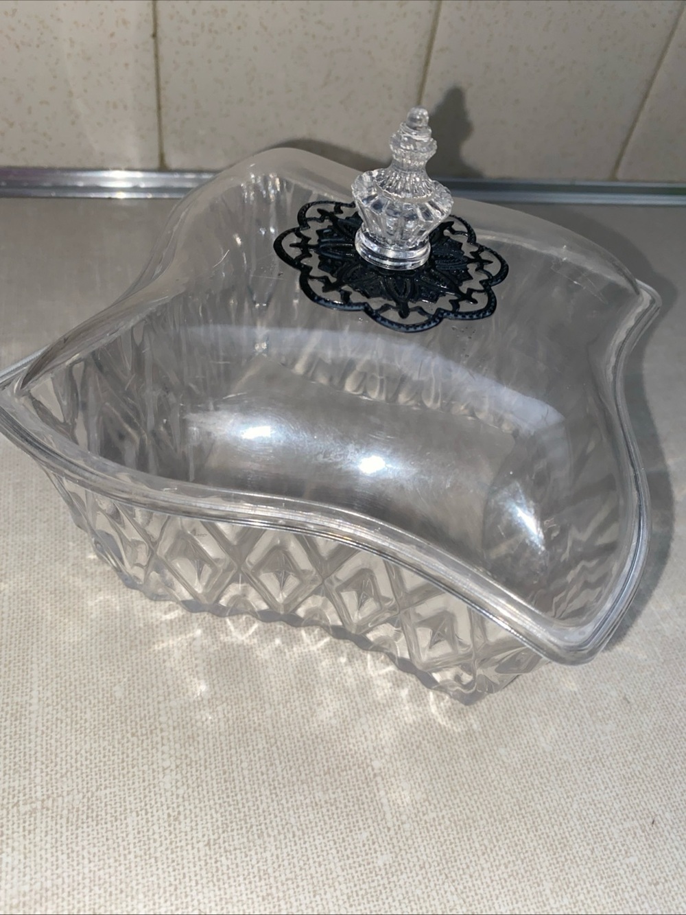 VTG Plastic Candy Trinket Dish With Lid